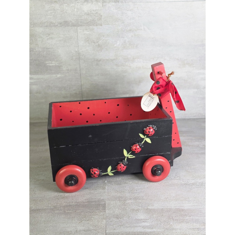The Bearington Collection Lady Buggy Rolling Wagon Lady Bug Lady Bug Decor VTG